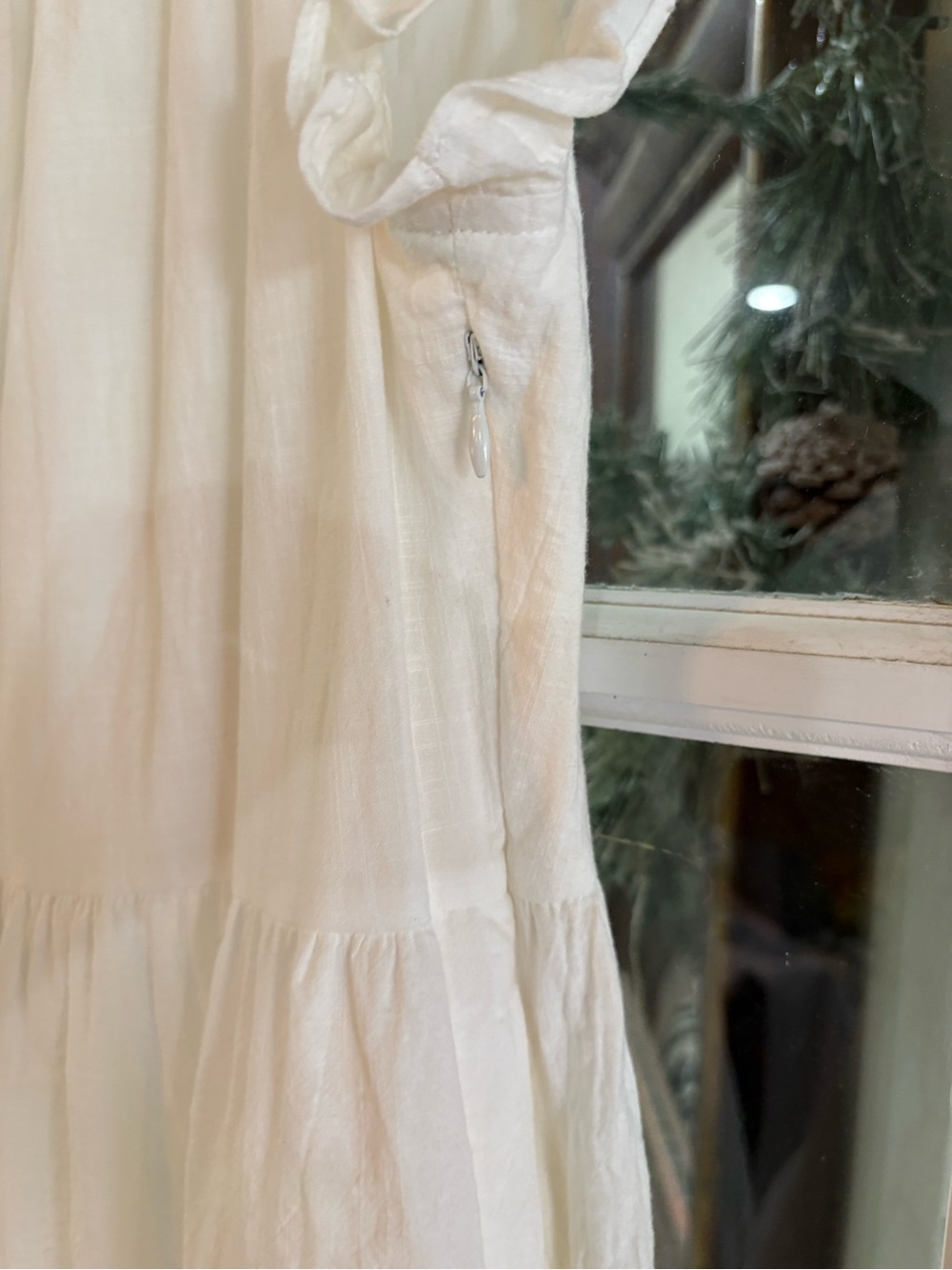 Ces Femme Tiered Ruffle Sleeve Dress | Size Small | White Cotton | Lined | NWOT - Picture 8 of 15